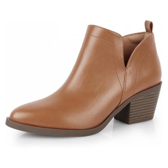 Women's Ankle Boot Pointed Toe Side Zipper Bootie Size 7.5 M Brown - Picture 2 of 5